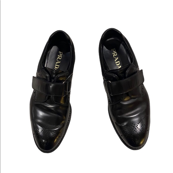 Prada Mens Black Velcro Patch Leather Shoes - Picture 2 of 7